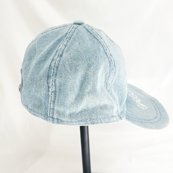 Vintage SASSON Denim Hat Flat Brim & Elastic Back One Size - Picture 2 of 5